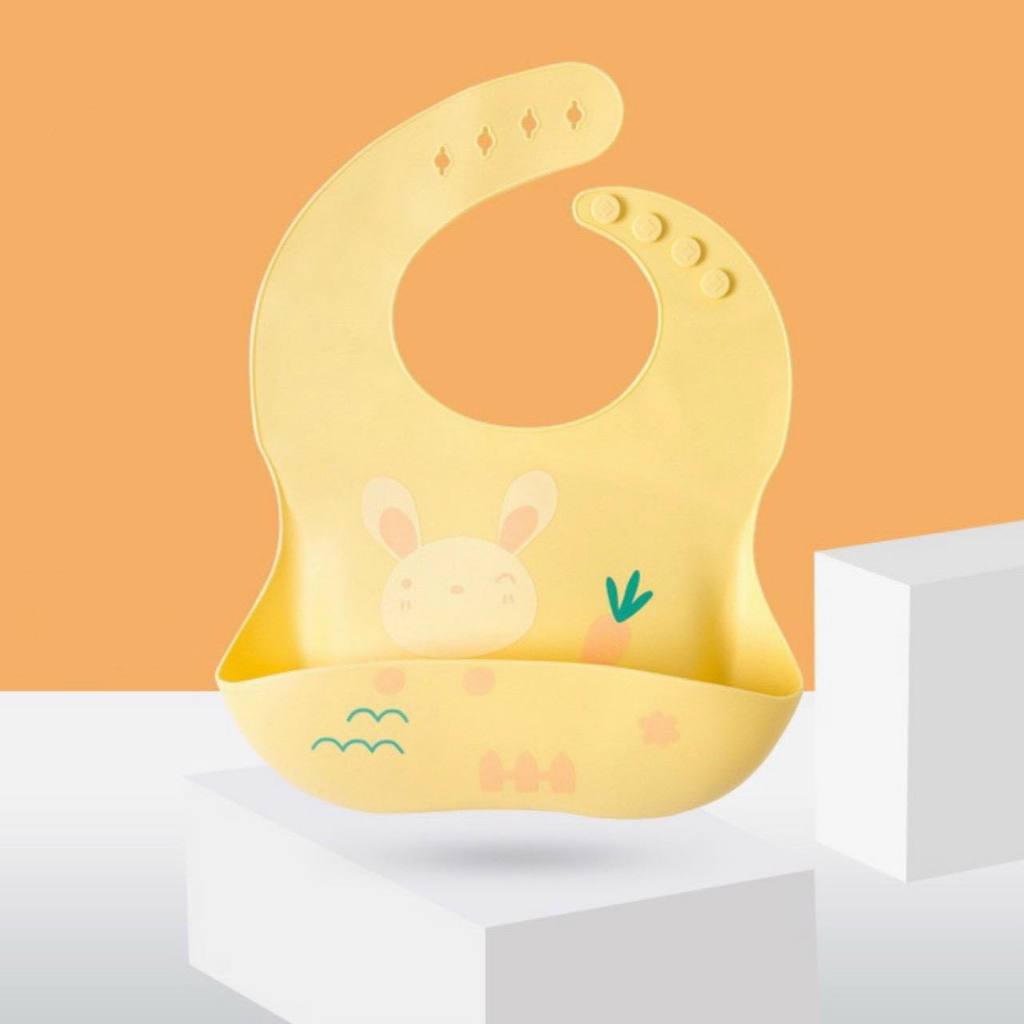 Yếm Ăn Dặm Silicone Có Máng Yếm silicon ăn dặm cho bé