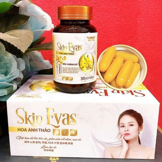 Tinh dầu hoa anh thảo SKIN EVAS, viên uống cải thiện nội tiết tố nữ, hỗ trợ làm đẹp da, ngăn ngừa lão hóa da, hộp 30v