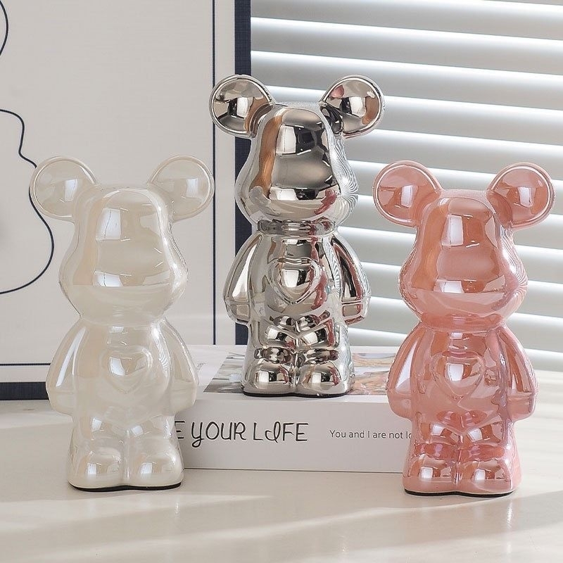 GẤU BEARBRICK BỤNG TIM 18,21,28CM, Ống Heo Tiết Kiệm, Decor Trang Trí Nhà Cửa, Quà Tặng Ý Nghĩa AMC DECOR