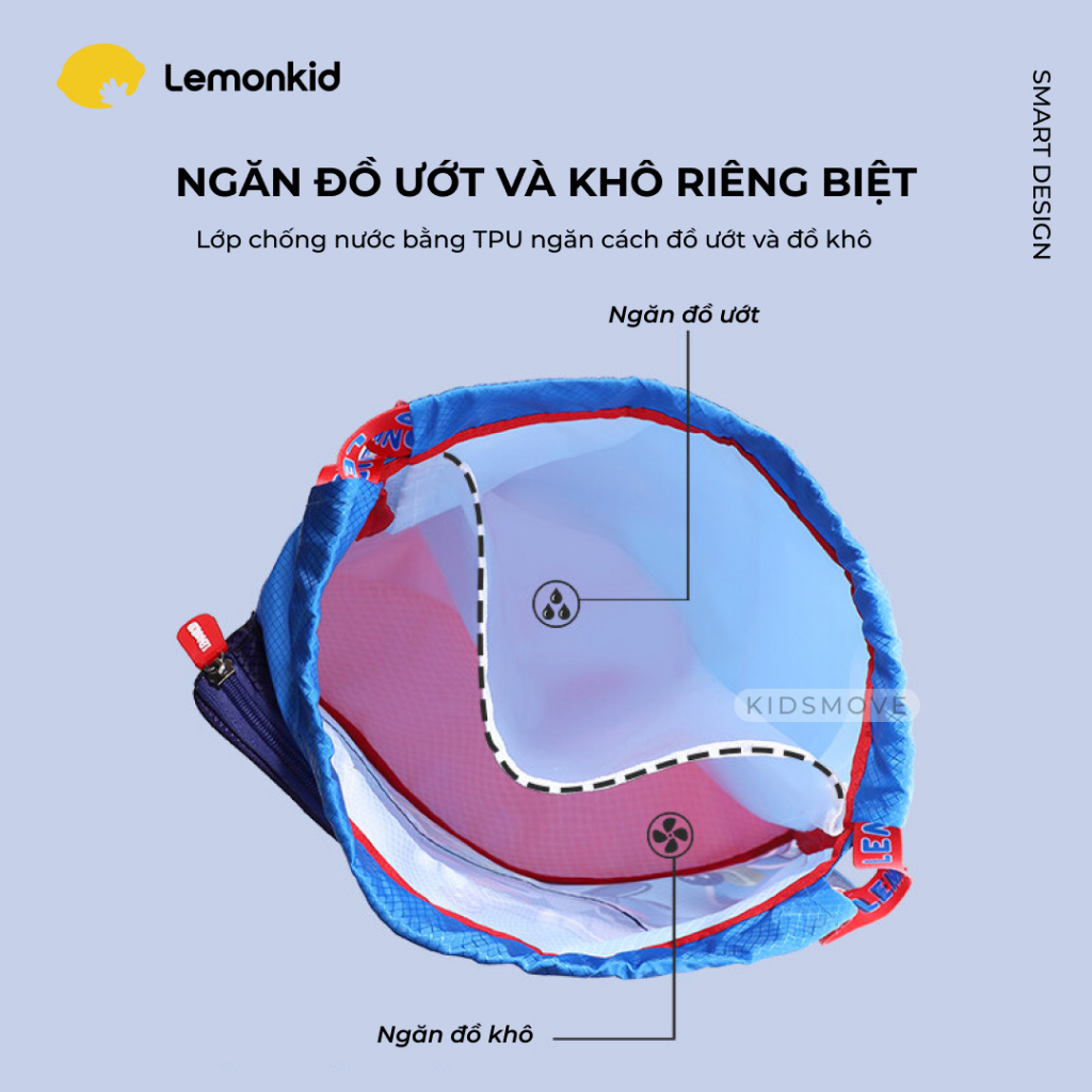 Ảnh Túi đựng đồ bơi cho bé du lịch, thể thao 3D Lemonkid, chống nước, siêu nhẹ 220g, có ngăn để giày 4