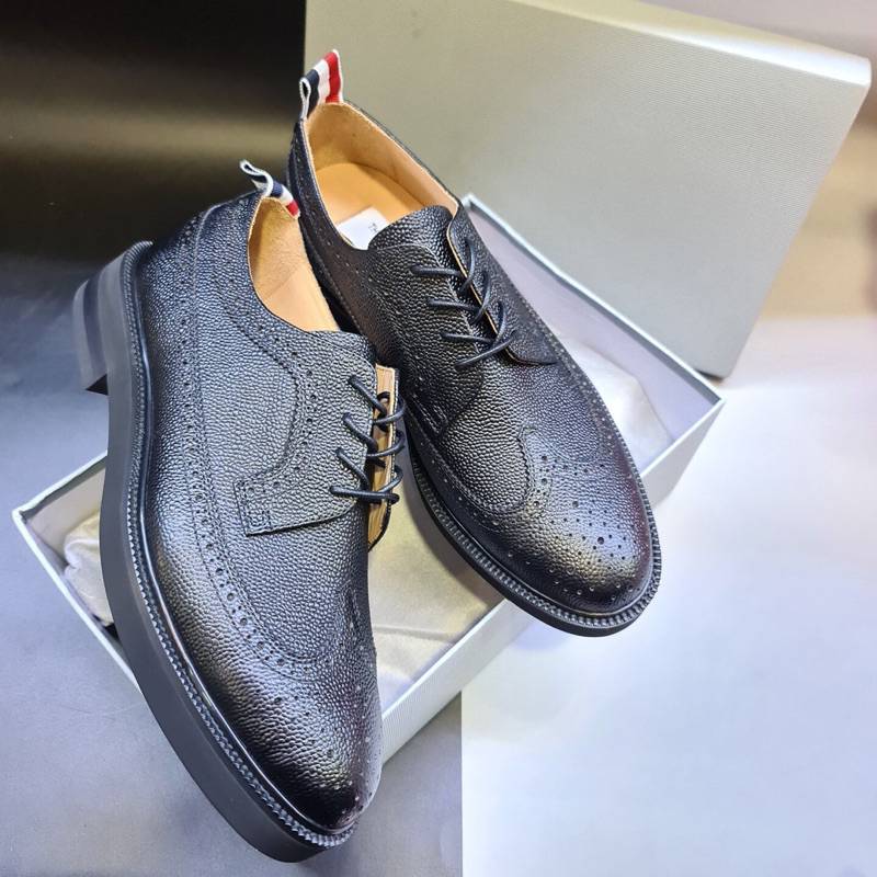 ⚡️[Hight Quality] Giày Tây Th.om Br Long Wing Brogue Derby - Màu Đen Trơn Thanh Lịch Phù Hợp Nam Nữ - Full Box TB Qccc