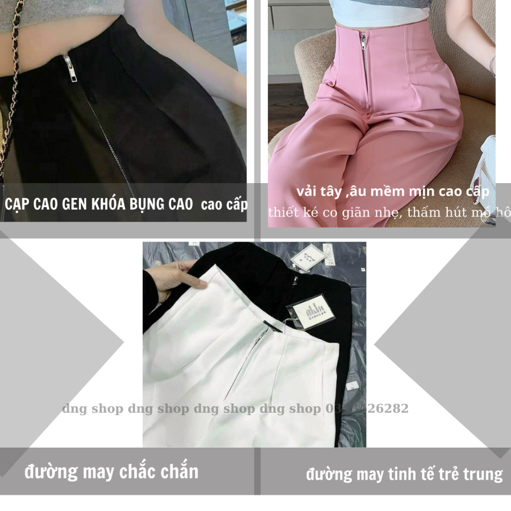 QUẦN Suông ỐNG RỘNG NỮ ĐẸP Lưng CẠP CAO Gen Bụng Khóa Trước,QUầN TÂY Âu DÀI ống Đứng CHẤT RUBY CAO CẤP MÀU ĐEN DNG