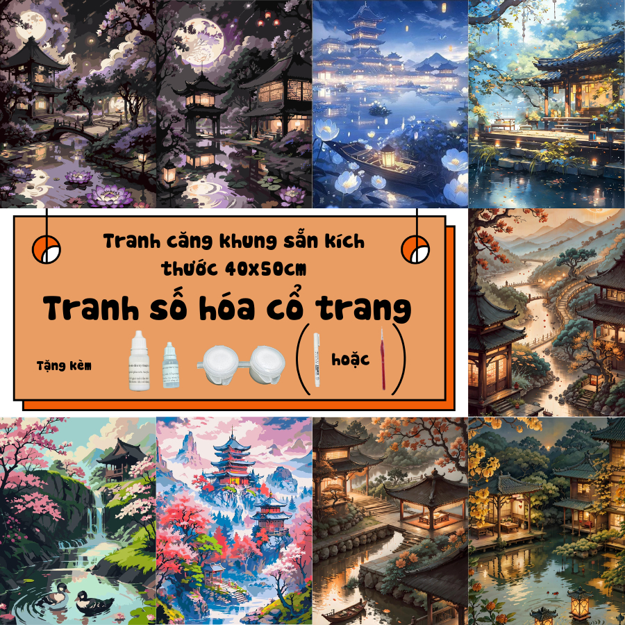 Tranh Số Hóa Cổ Trang, Tranh Tô Màu Theo Số Tiên Cảnh, Tranh Tô Màu Kĩ 