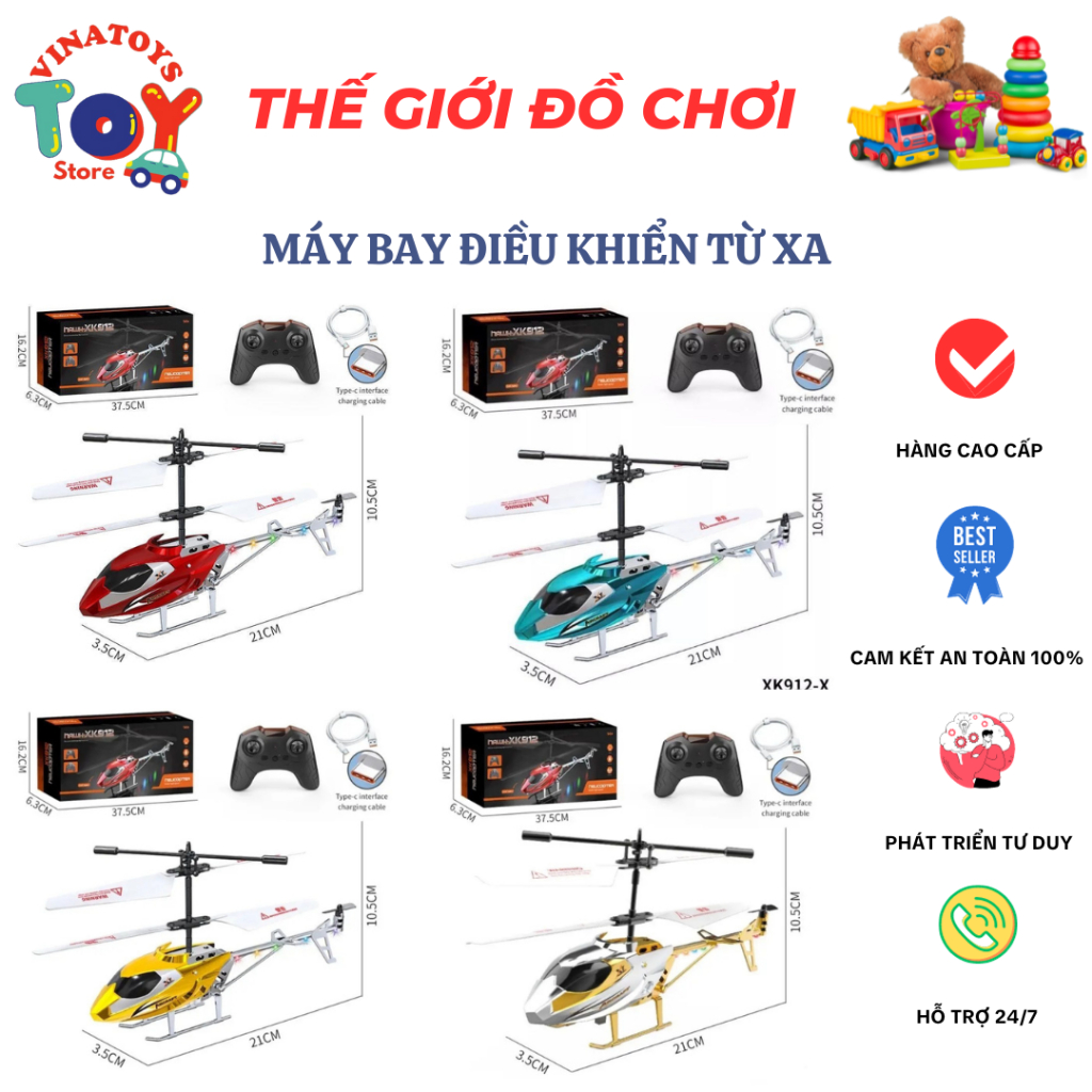 Đồ Chơi Máy Bay Điều Khiển Từ Xa VINATOYS, Có Đèn Bay Chế Độ Ban Đêm Sử Dụng Pin Sạc USB (Mẫu Mới)