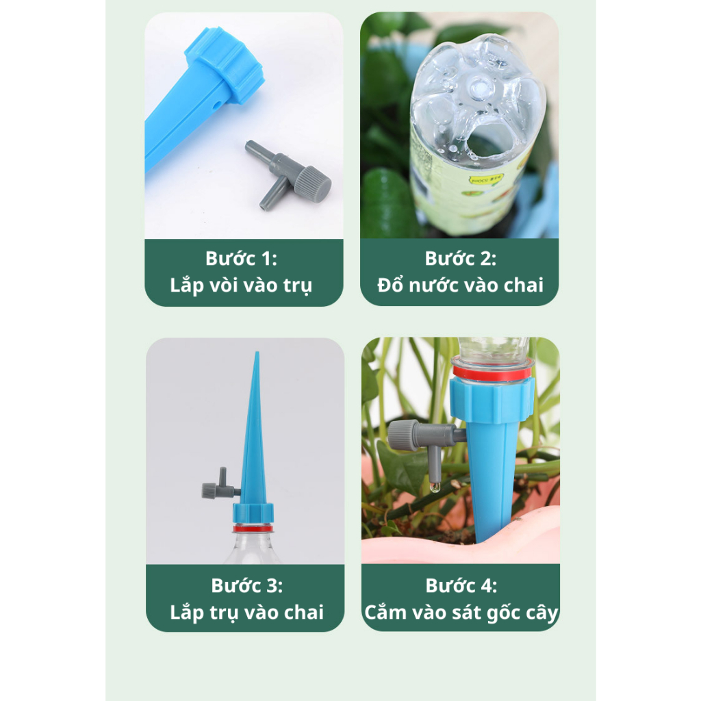 Vòi tưới nước nhỏ giọt , Vòi tưới cây mini cho hệ thống tưới vườn tự động, tưới cây nhỏ giọt gắn chai 1.5L
