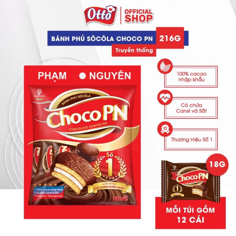 Bánh Choco PN Phạm Nguyên bịch 12 cái 216g | Shopee Việt Nam
