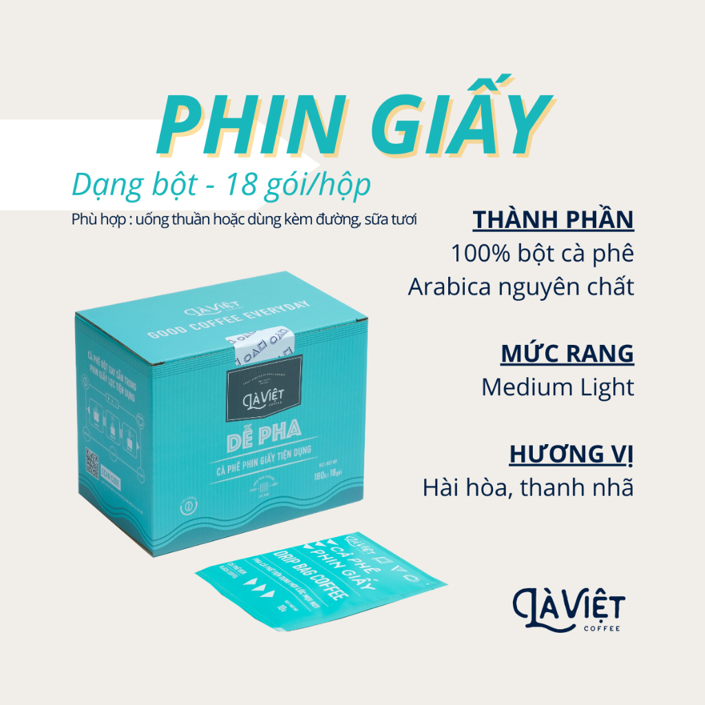 LÀ VIỆT COFFEE - Cà Phê Phin Giấy - 100% Arabica - Hộp 6-18 Gói (10g ...