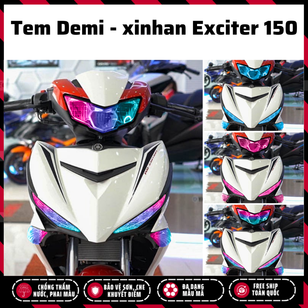 Tem dán đèn demi - xi nhan Exciter 150 decal dán đổi màu demi ex 150, chống nước chống phai màu | Tặng tem simpsons