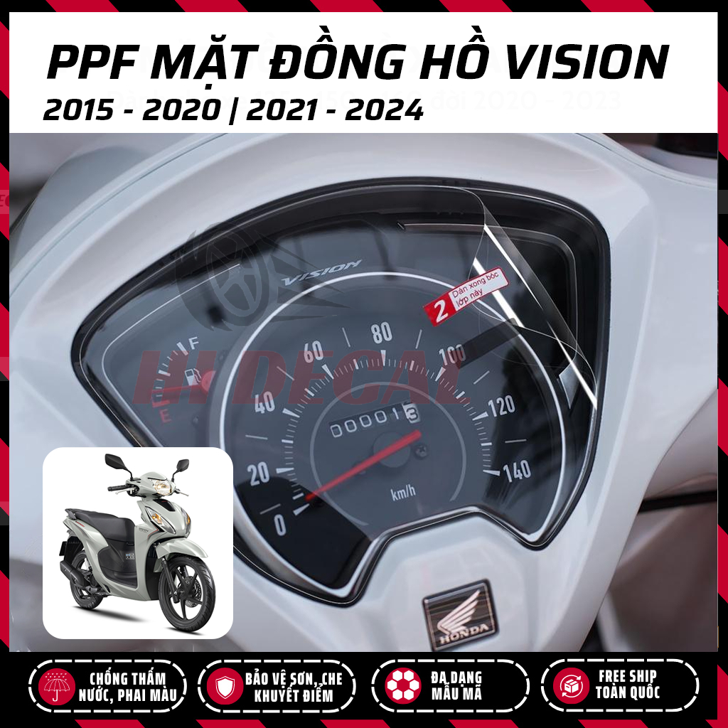 Miếng dán PPF mặt đồng hồ Vision 2021 - 2024 cao cấp chống trầy xước màn hình Vision