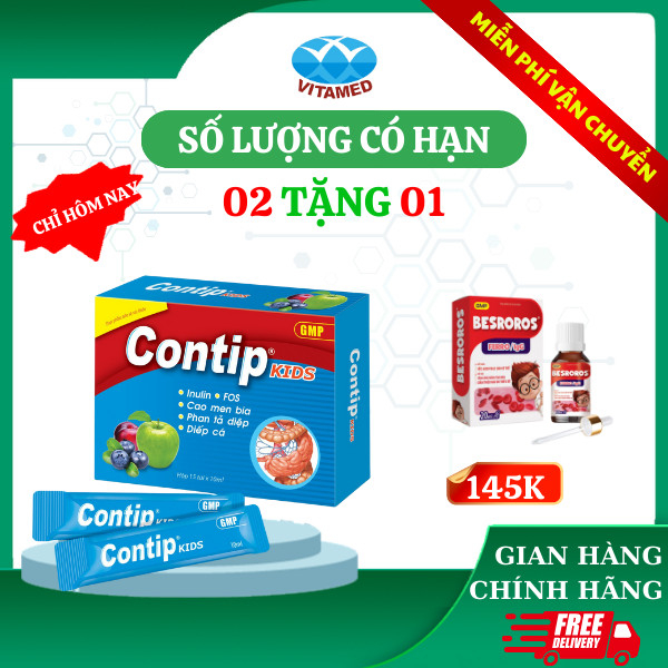 CONTIP KIDS - Bổ Sung Chất Xơ, Hỗ Trợ Nhuận Tràng, Thông Tiện, Giảm Táo Bón Hộp 15 Gói