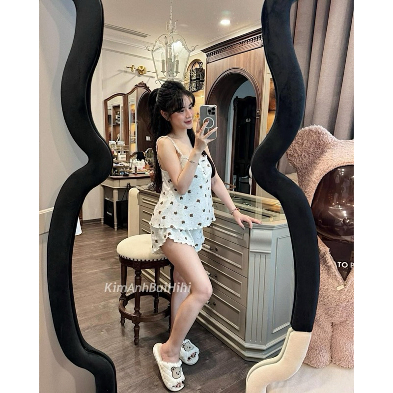 Set bộ ngủ 2 dây chất thun gân mát có đệm ngực hàng L1 A126