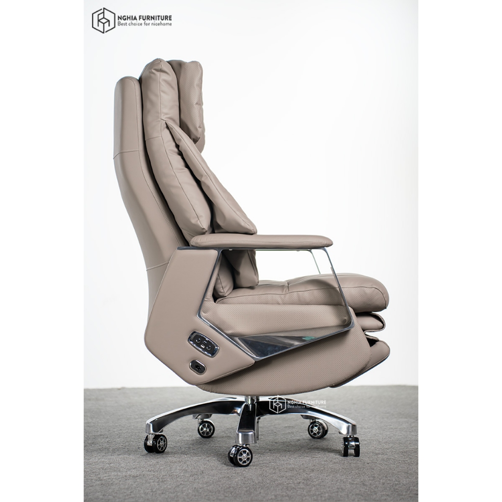 Ảnh Ghế giám đốc Nghia furniture Master pro 3, Da bò, massagen 2 chế độ, lưng công thái học, BH 3 năm 4