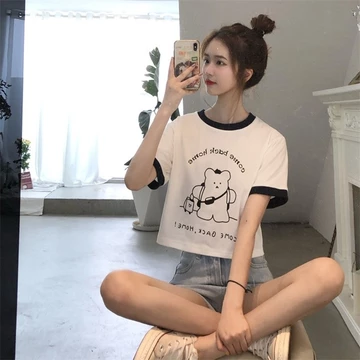 Áo Thun CROPTOP TRẮNG VIỀN ĐEN nữ thời trang, Áo Thun Nữ Croptop Hàn Quốc