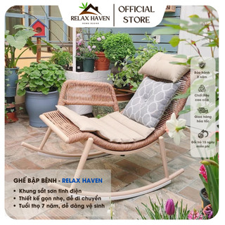 Ghế bập bênh cánh én thư giãn kèm đôn để chân decor ban công sân vườn quán cafe phòng khách sang trọng/Relax Haven HCM