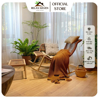 Ghế bập bênh cánh én thư giãn kèm đôn để chân decor ban công sân vườn quán cafe phòng khách sang trọng/Relax Haven HCM