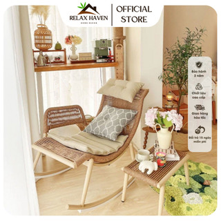 Ghế bập bênh cánh én thư giãn kèm đôn để chân decor ban công sân vườn quán cafe phòng khách sang trọng/Relax Haven HCM