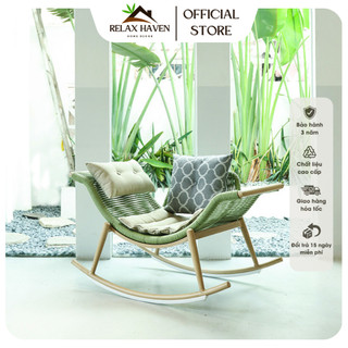 Ghế bập bênh cánh én thư giãn kèm đôn để chân decor ban công sân vườn quán cafe phòng khách sang trọng/Relax Haven HCM