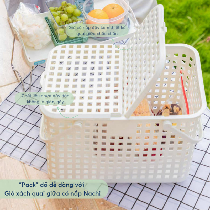 Giỏ đựng đồ đi sinh quai giữa có nắp và không nắp, giỏ xách quai bên cao cấp INOCHI