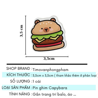 Ghim Cài Balo Áo Quần Capybara Cute Cặp Dạng Pin Charm Huy Hiệu Timo PK96