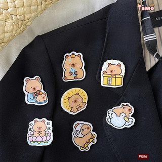 Ghim Cài Balo Áo Quần Capybara Cute Cặp Dạng Pin Charm Huy Hiệu Timo PK96