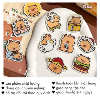 Ghim Cài Balo Áo Quần Capybara Cute Cặp Dạng Pin Charm Huy Hiệu Timo PK96