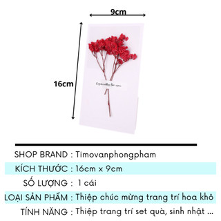 Thiệp Hoa Khô Vintage Giấy Chúc Mừng Sinh Nhật Xinh Timo GQ33