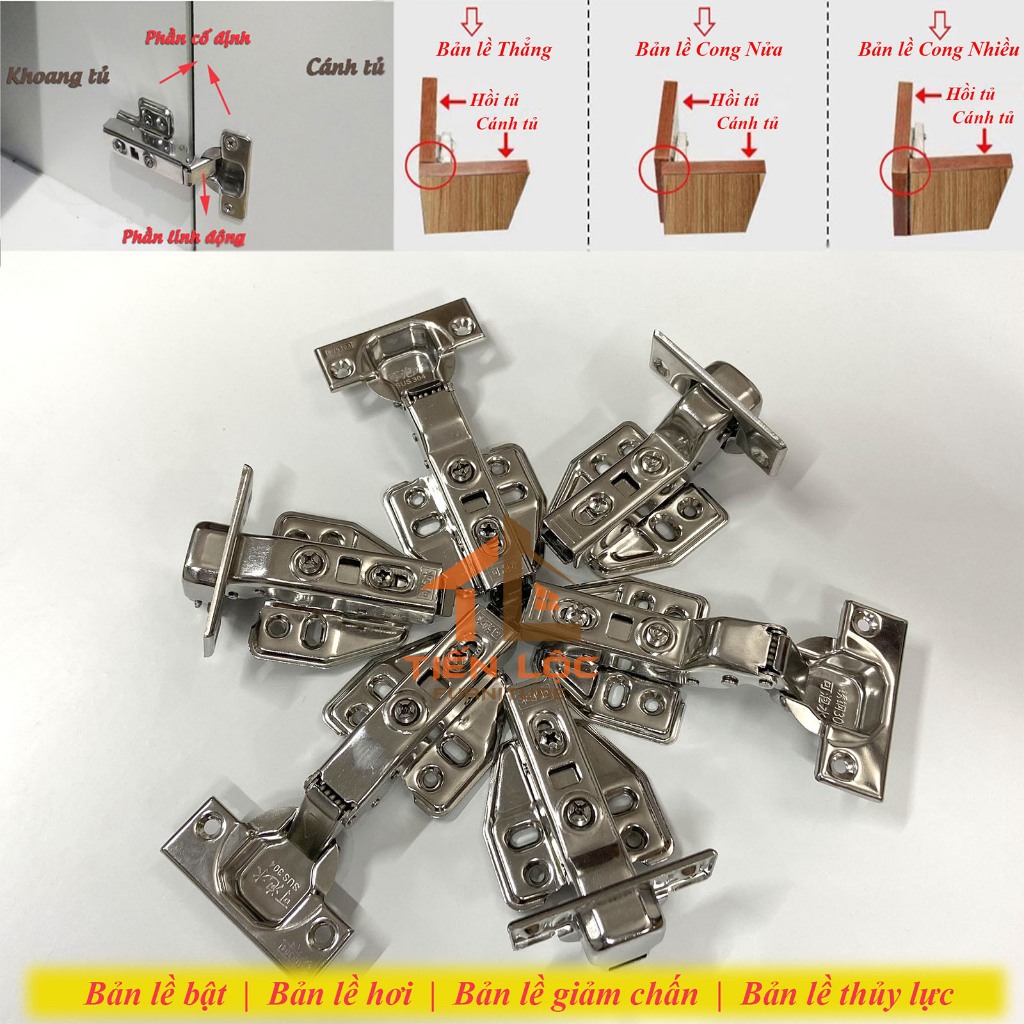 Bản lề giảm chấn inox 304 dày 2.5mm, bản lề hơi, bản lề bật dùng cho tủ quần áo, tủ bếp, tủ giày | BigBuy360 - bigbuy360.vn