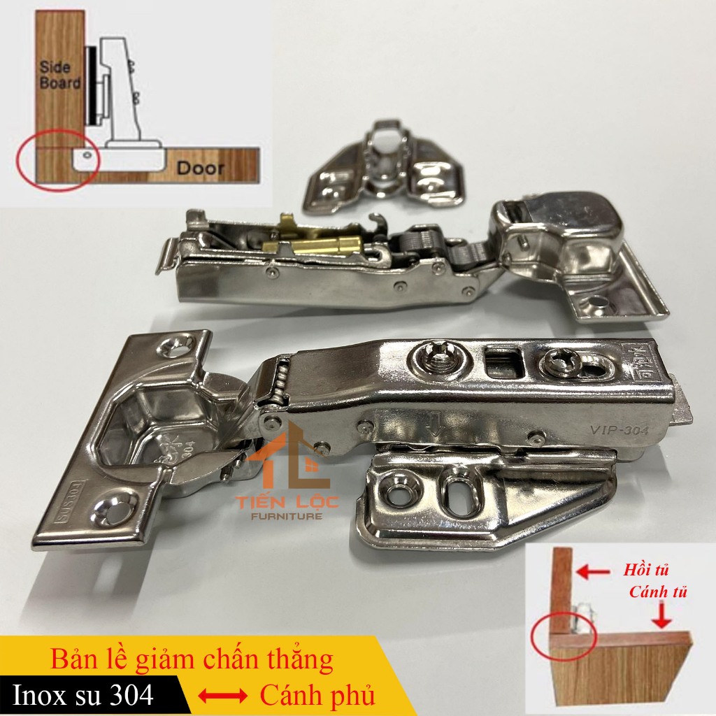 Bản lề giảm chấn inox 304 dày 2.5mm, bản lề hơi, bản lề bật dùng cho tủ quần áo, tủ bếp, tủ giày | BigBuy360 - bigbuy360.vn