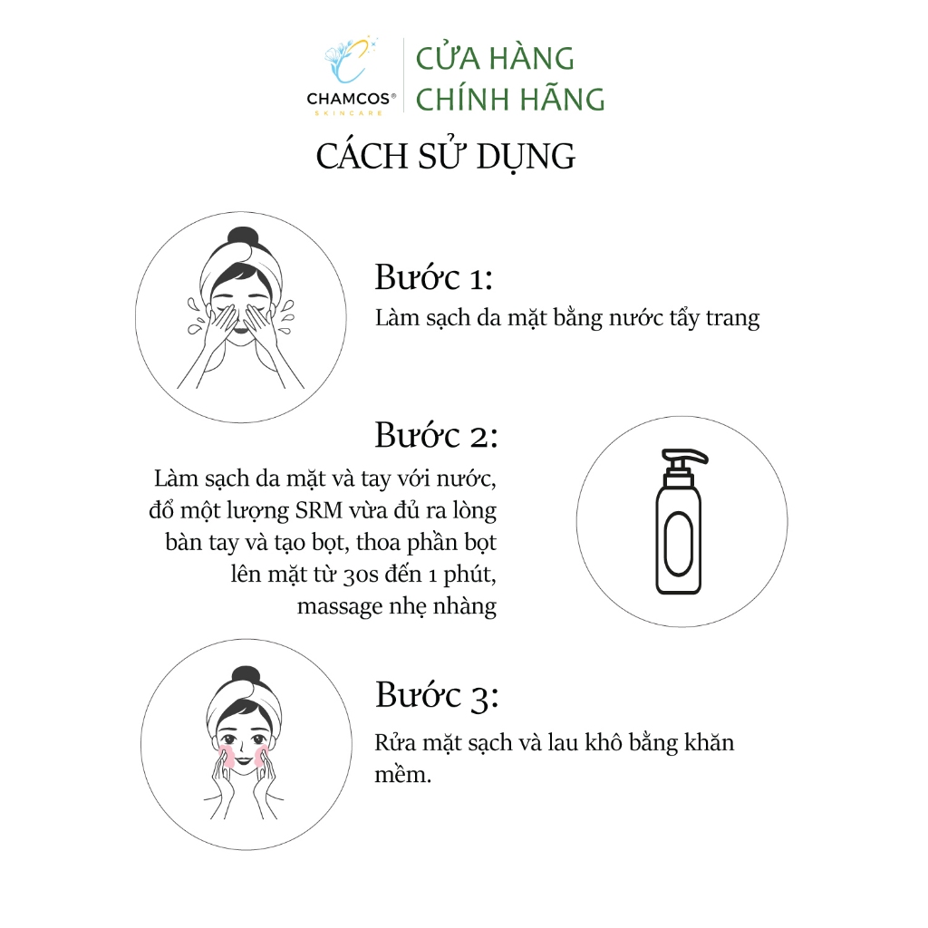 Sữa Rửa Mặt NATURAL CLEANSING GEL CHAMCOS 200g  làm sạch dưỡng ẩm da