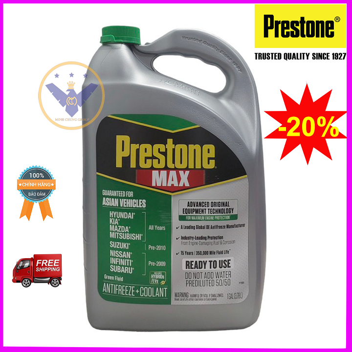Nước làm mát động cơ xe ô tô PRESTONE MAX ASIAN VEHICLES 50% - màu xanh ...