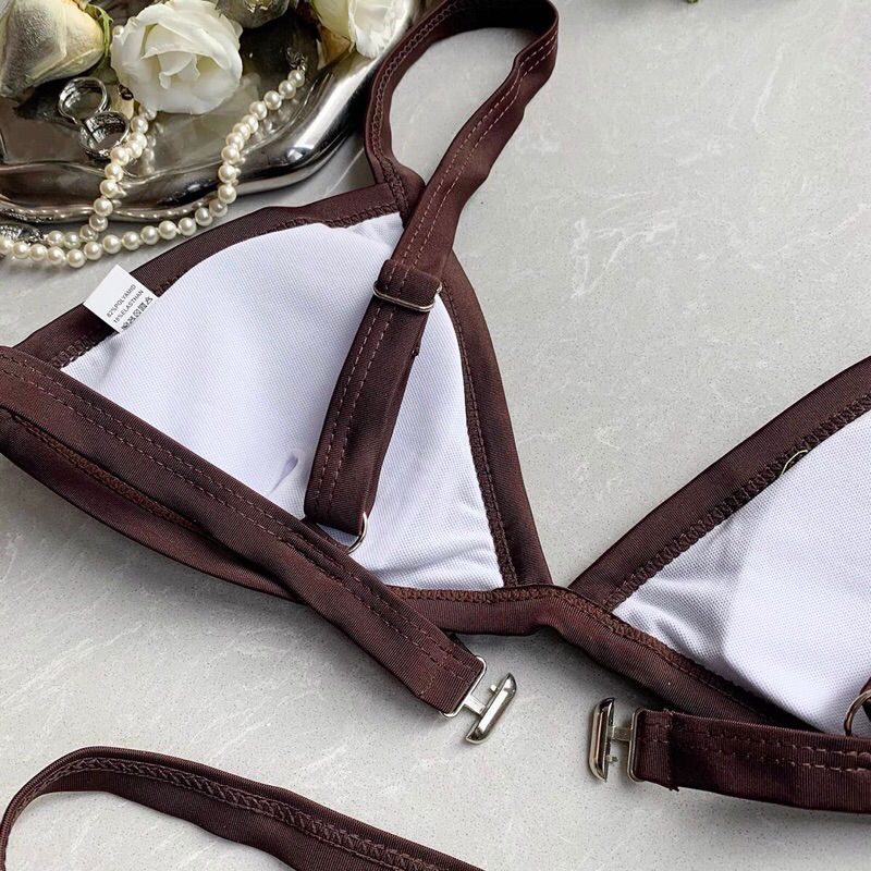 Brown Bikini | Đồ Bơi Hai Mảng Dây Chéo Màu Trơn Sexy Quyến Rũ 🧉