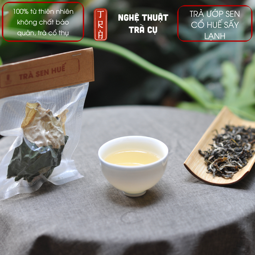 [THƯ VƯƠNG TRÀ] 10 bông Trà shan tuyết cổ thụ ướp hoa sen Cổ Huế  sấy lạnh 12gr 1 bông