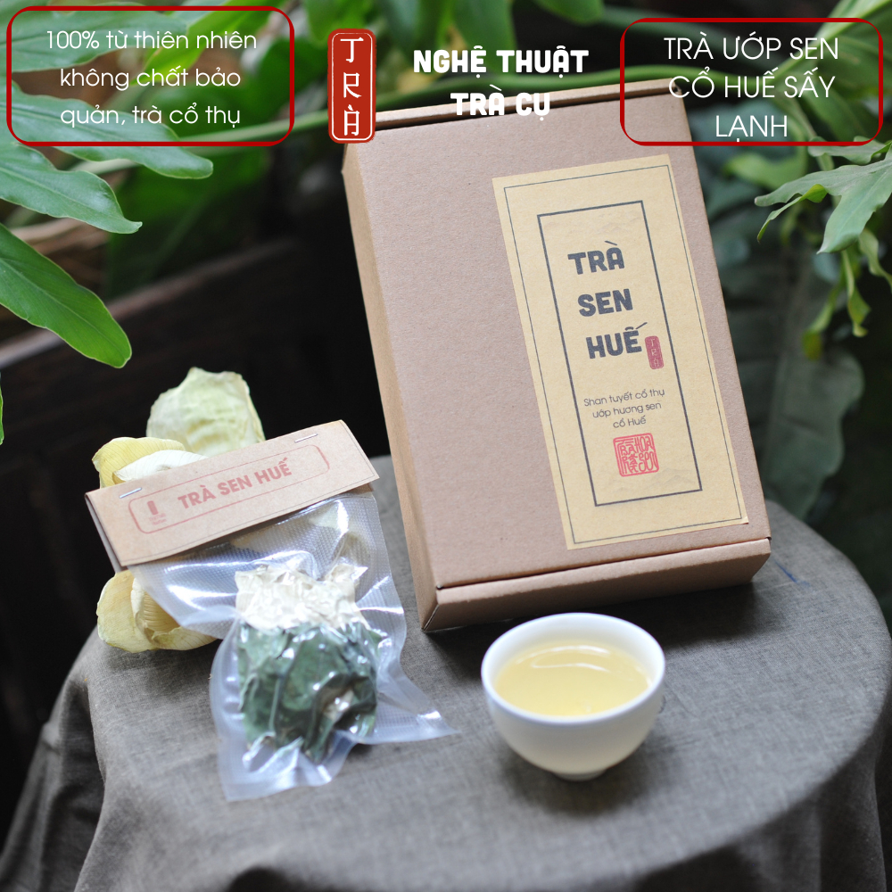 [THƯ VƯƠNG TRÀ] 10 bông Trà shan tuyết cổ thụ ướp hoa sen Cổ Huế  sấy lạnh 12gr 1 bông