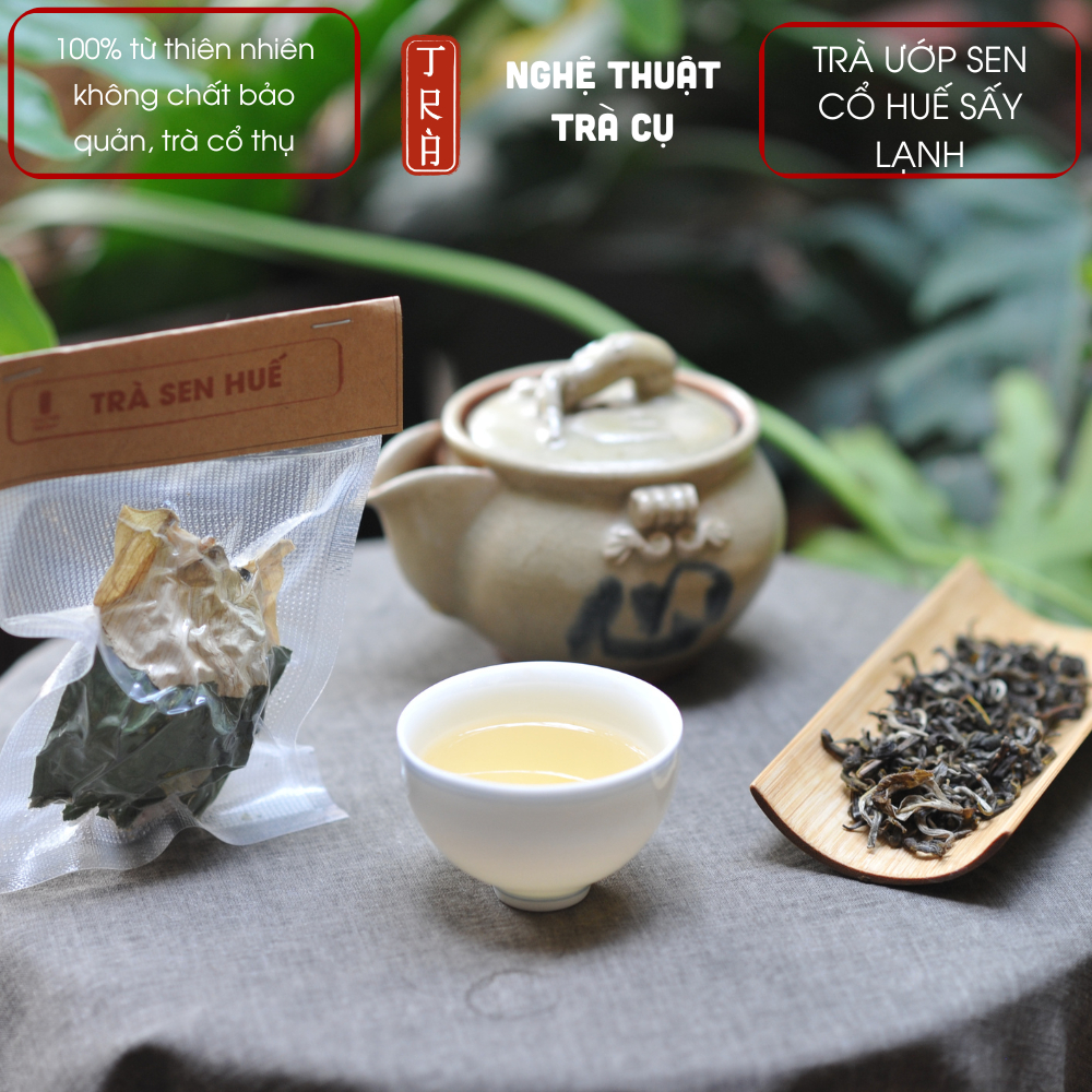 [THƯ VƯƠNG TRÀ] 10 bông Trà shan tuyết cổ thụ ướp hoa sen Cổ Huế  sấy lạnh 12gr 1 bông