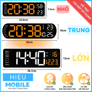 Đồng hồ điện tử màn hình LED hiện đại hình chữ nhật có thứ tuần, ngày, tháng nhiệt độ, độ ẩm dùng treo tường, để bàn
