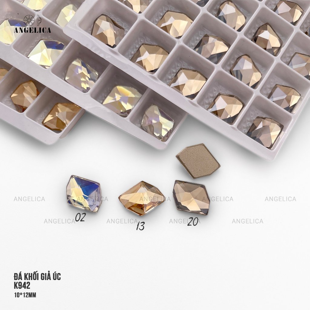 Đá Khối Giả Úc Cao Cấp Siêu Sáng Túi 2 viên Size 6 - 12mm Trang Trí Nail Angelica