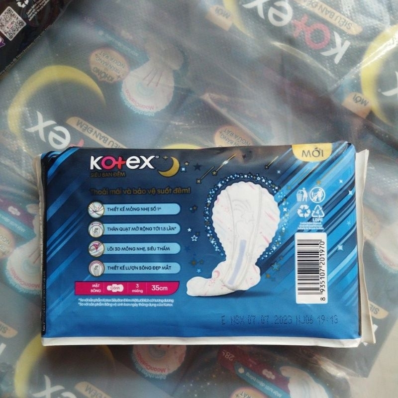 Bộ 4 gói Kotex siêu ban đêm 35cm 3 miếng/gói
