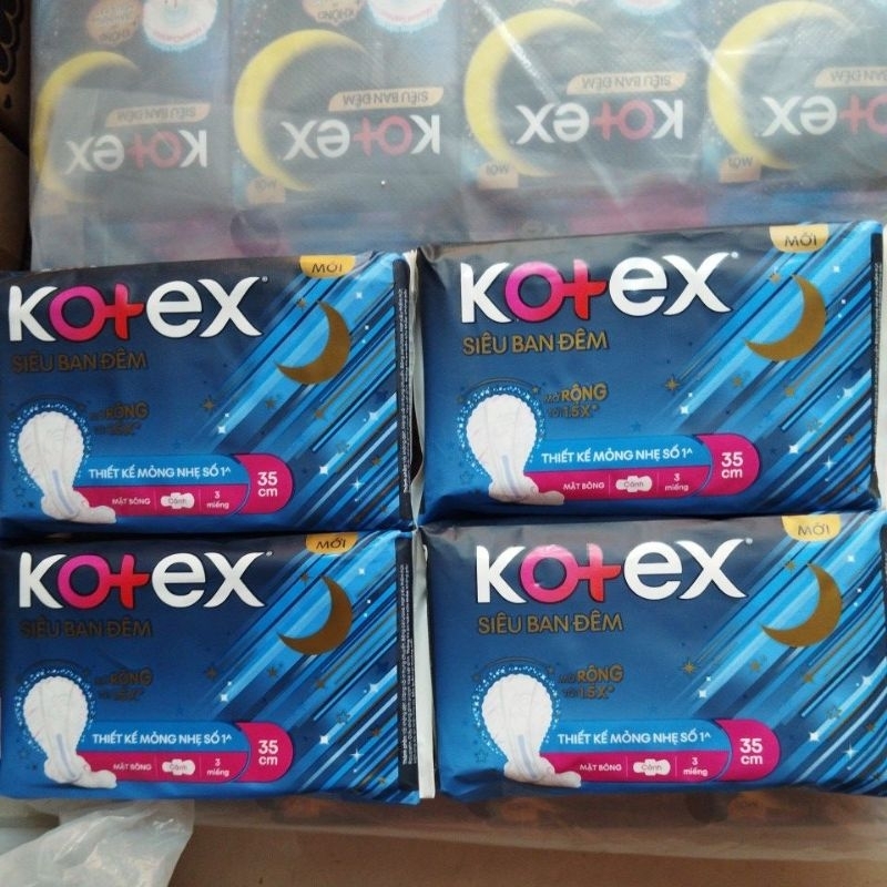 Bộ 4 gói Kotex siêu ban đêm 35cm 3 miếng/gói