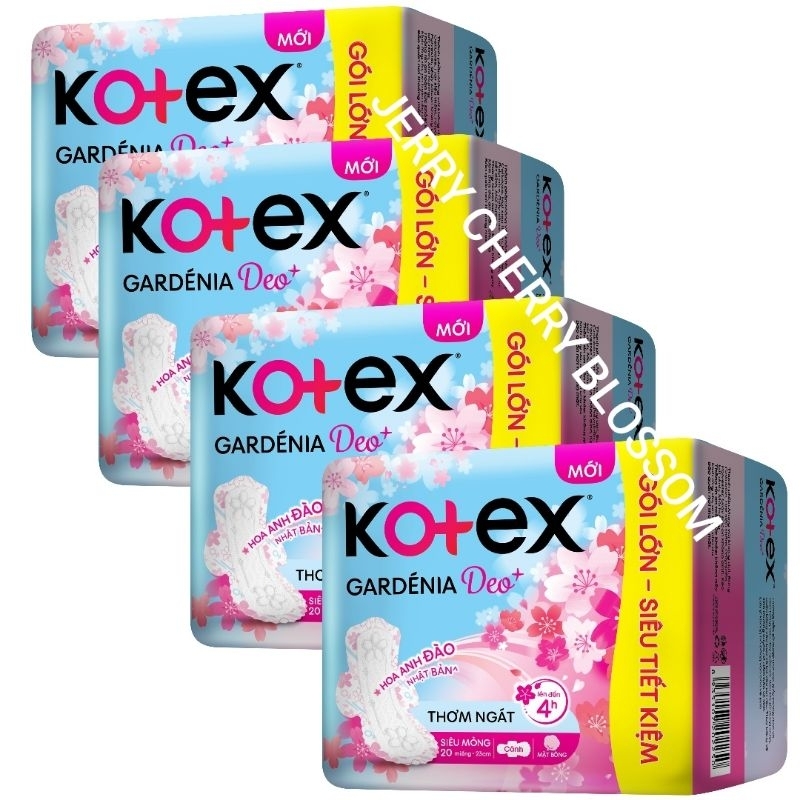 Bộ 4 gói Kotex Hoa Anh Đào siêu mỏng cánh 20 miếng/gói