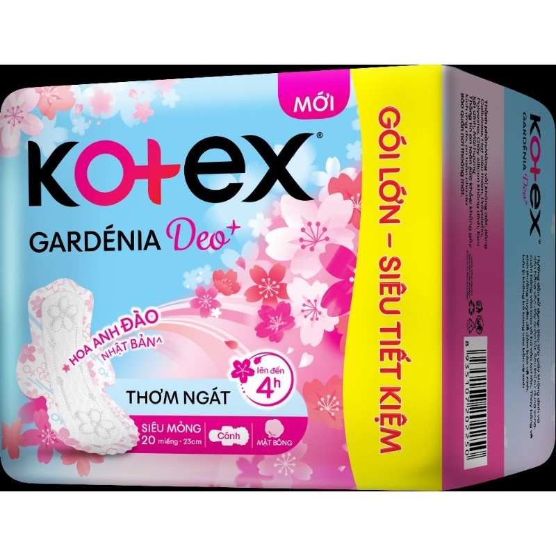 Bộ 4 gói Kotex Hoa Anh Đào siêu mỏng cánh 20 miếng/gói