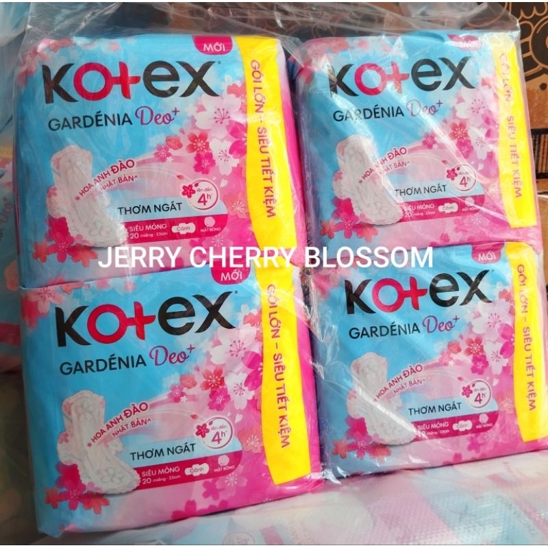 Bộ 4 gói Kotex Hoa Anh Đào siêu mỏng cánh 20 miếng/gói