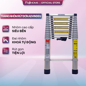 Thang nhôm rút gọn đơn 3.8M - 4.8M nhập khẩu ADVINDEQ, đai nhôm cao cấp khóa chốt tự động chân chống trơn trượt