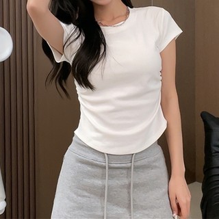 [Combo 2 áo] Áo Thun Nữ Xếp Nếp Trơn Cotton Dày Chất Lượng, Mềm Mịn, Co Giãn MA666