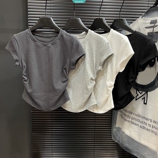 [Combo 2 áo] Áo Thun Nữ Xếp Nếp Trơn Cotton Dày Chất Lượng, Mềm Mịn, Co Giãn MA666