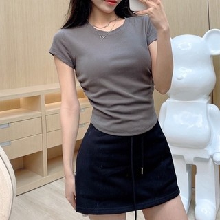 [Combo 2 áo] Áo Thun Nữ Xếp Nếp Trơn Cotton Dày Chất Lượng, Mềm Mịn, Co Giãn MA666