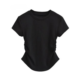 [Combo 2 áo] Áo Thun Nữ Xếp Nếp Trơn Cotton Dày Chất Lượng, Mềm Mịn, Co Giãn MA666
