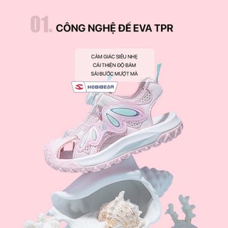 Dép quai hậu cho bé gái HOBIBEAR AU8286, sandal thể thao mũi giày chống va chạm đế eva