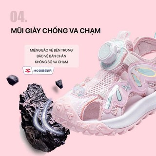 Dép quai hậu cho bé gái HOBIBEAR AU8286, sandal thể thao mũi giày chống va chạm đế eva