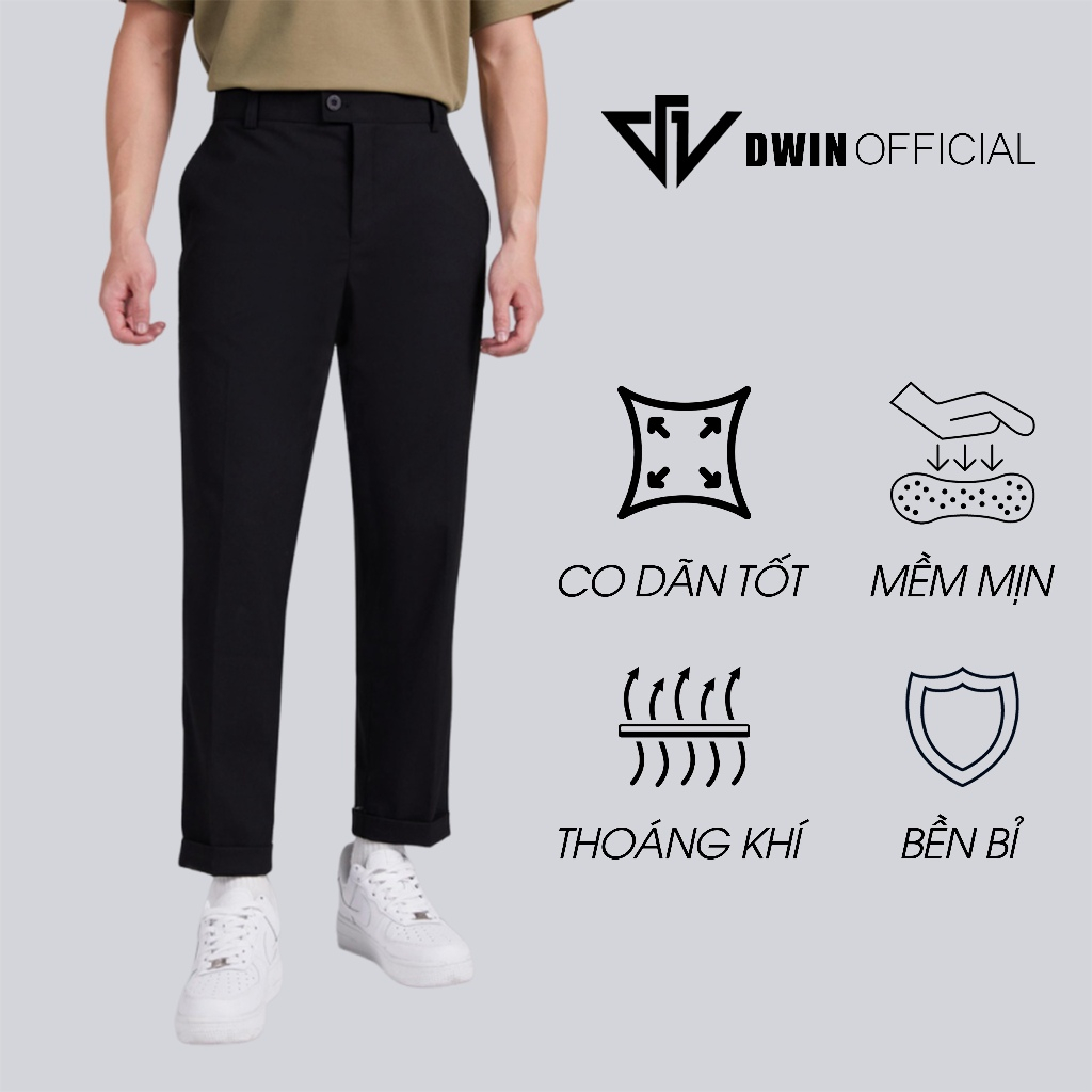 Ảnh Quần tây nam DWIN dáng baggy vải âu cao cấp không xù co dãn hàn quốc xuông ống rộng 2