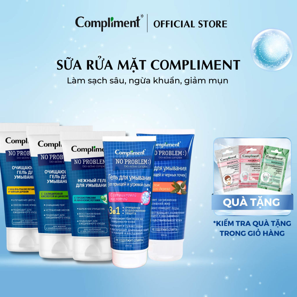 Sữa Rửa Mặt Compliment No Problem ngăn ngừa mụn sạch sâu 200ml | Shopee ...